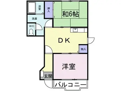 エスポワール南松(2DK/1階)の間取り写真