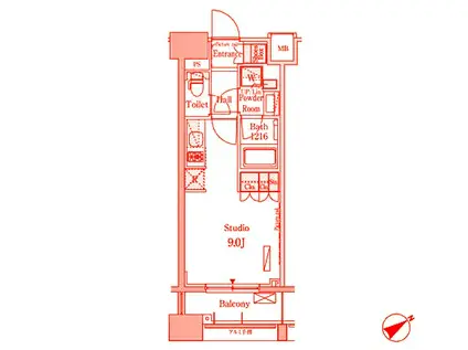 パークアクシス横浜山下町(ワンルーム/8階)の間取り写真