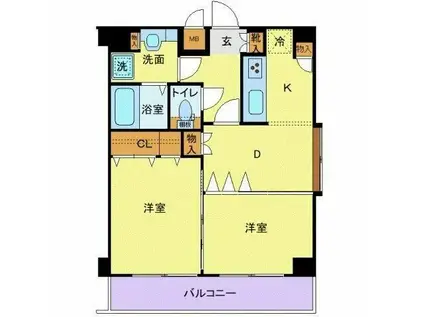エスコート中野大和町(2DK/4階)の間取り写真