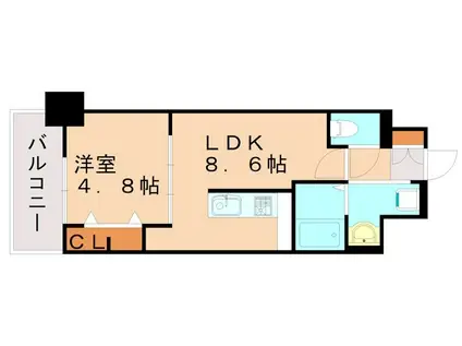 エスペランサ大橋II(1LDK/5階)の間取り写真