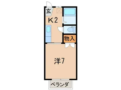 グレーリボン南福島(1K/2階)の間取り写真