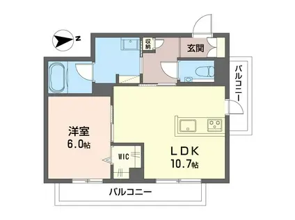 ヒルクレスト富士塚(1LDK/1階)の間取り写真