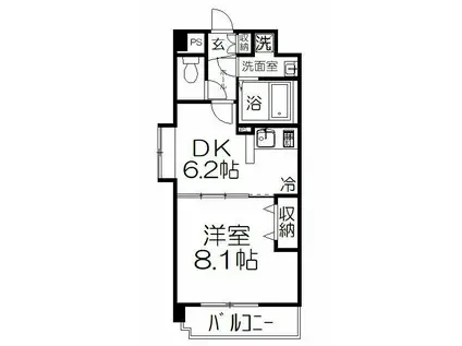 プリム スカイズ(1DK/1階)の間取り写真