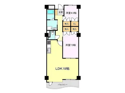 フレグランス郡山(2LDK/2階)の間取り写真