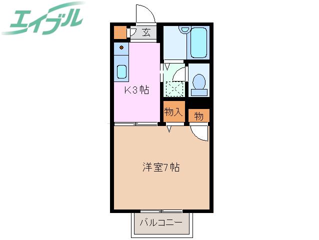 セントレージ伊倉(1K/2階)の間取り写真