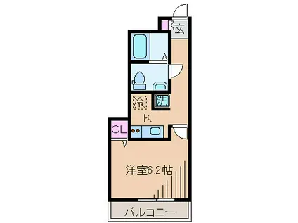 リブリ・上の宮(1K/1階)の間取り写真