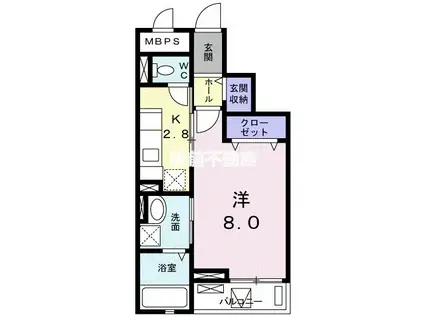 クレメントウエストクルメ(1K/3階)の間取り写真