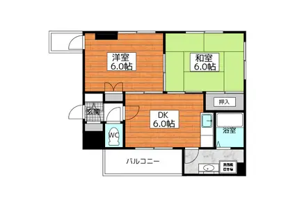 リベルテタカハシ(2DK/3階)の間取り写真