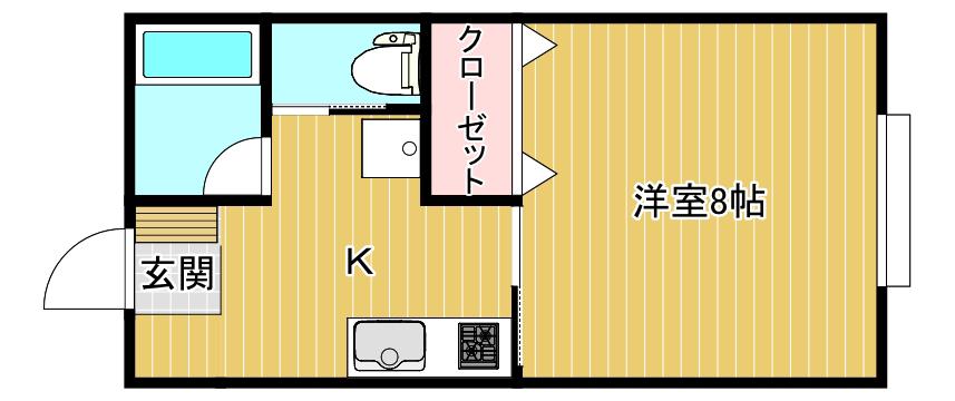 ギャザソレント(1K/1階)の間取り写真