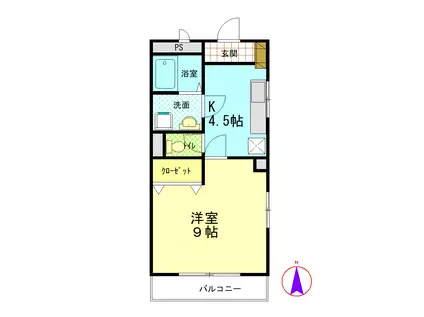 FULLBARI(1K/2階)の間取り写真