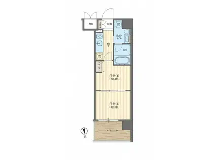 ピアッツァレント八木駅前(2K/4階)の間取り写真