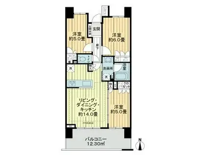 ライオンズ田端アートレジデンス(3LDK/7階)の間取り写真