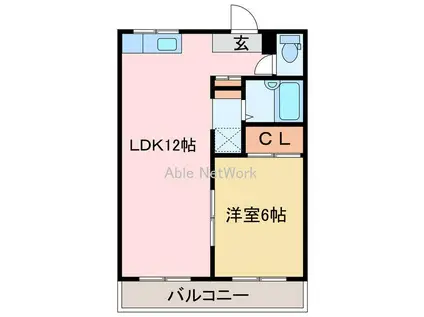 グラッドハウス(1LDK/1階)の間取り写真