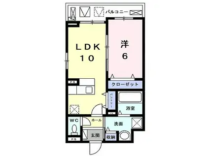 フロレゾン(1LDK/2階)の間取り写真