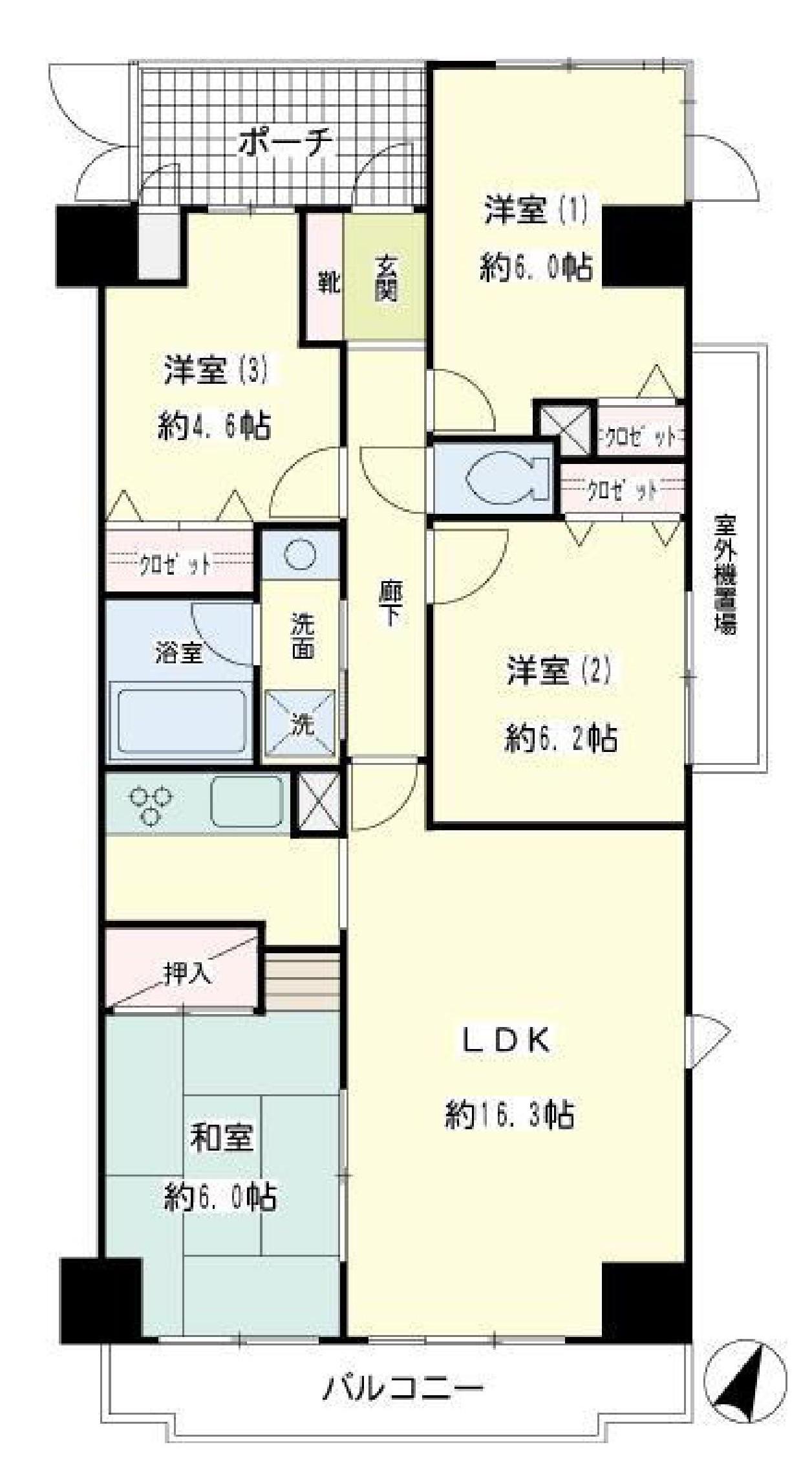 NICEステージ湘南つつじが丘(4LDK/6階)の間取り写真