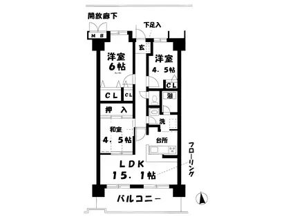 四季彩都いちょう館B棟(3LDK/10階)の間取り写真