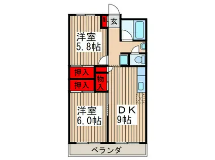 青木ハイツ(2DK/5階)の間取り写真