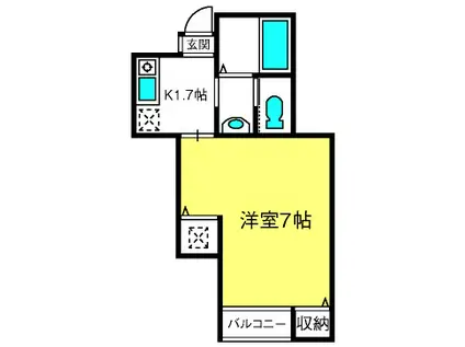LUSTRE大宮(1K/1階)の間取り写真