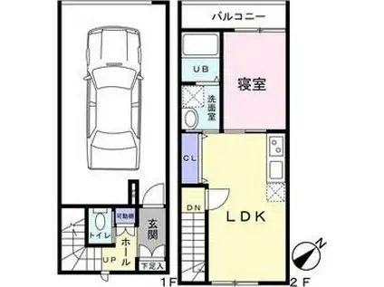 ディオーサガレージ(1LDK/1階)の間取り写真
