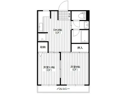 梶ヶ谷リベール(2DK/2階)の間取り写真