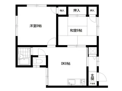 コンフォート三反田(2DK/1階)の間取り写真