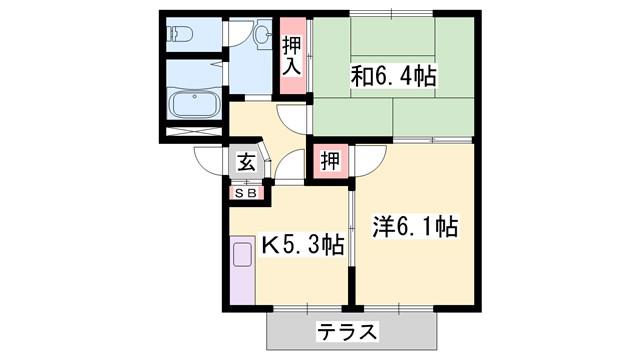 ガーデンハイツ緑ケ丘EFGH(2K/1階)の間取り写真