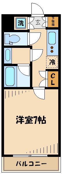ルーブル千歳烏山(1K/4階)の間取り写真