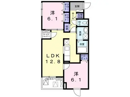 プラウド久世(2LDK/3階)の間取り写真