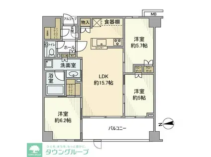 エクセレントシティ市川一丁目(3LDK/1階)の間取り写真