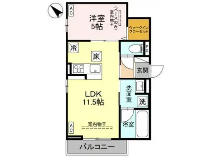 グレイスフルN(1LDK/1階)の間取り写真