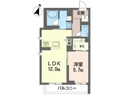 ロワール(1LDK/1階)の間取り写真