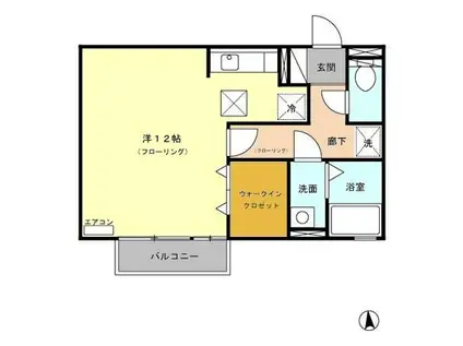 ブエノパドレスI(ワンルーム/1階)の間取り写真