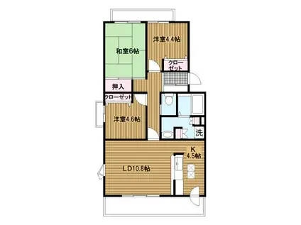 オクトス市ヶ尾(3LDK/2階)の間取り写真