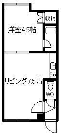 サンティアゴ(1DK/1階)の間取り写真