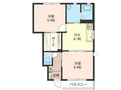 プラムグローブ D棟(2DK/1階)の間取り写真