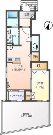 シャルール(1LDK/1階)の間取り写真