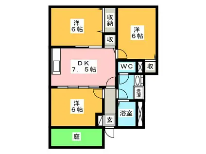 アヴニール A(3DK/1階)の間取り写真
