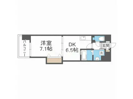 エスポルテ福島(1DK/4階)の間取り写真