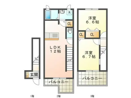 セレーノ(2LDK/2階)の間取り写真
