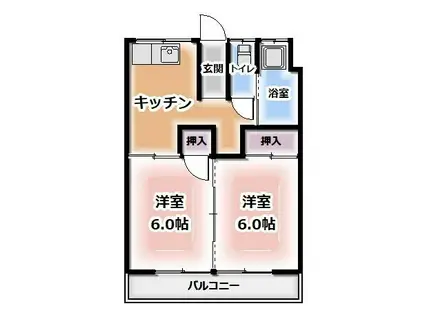 鹿島台ハイツ(2K/2階)の間取り写真