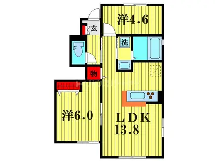 ソフィアおおたかの森A(2LDK/1階)の間取り写真