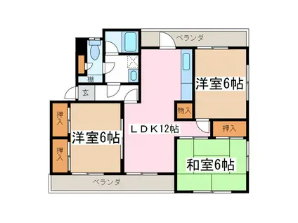 ジュネス松島(3LDK/2階)の間取り写真