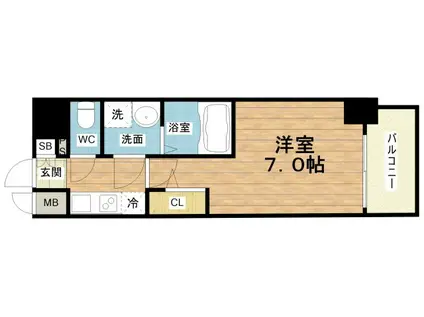 S-RESIDENCE福島玉川DEUX(1K/4階)の間取り写真