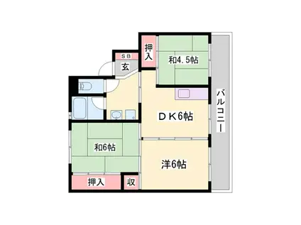 ビレッジハウスつるみ(3DK/1階)の間取り写真