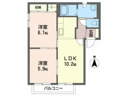 サラームA(2LDK/2階)の間取り写真