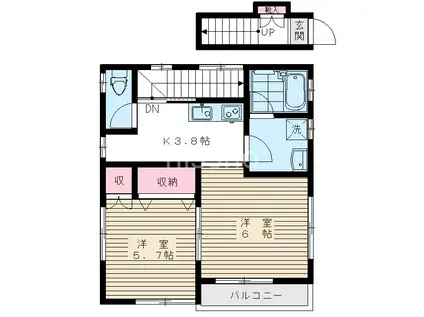 プチ若宮(2K/2階)の間取り写真