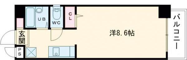 パティオ東荒神(1K/4階)の間取り写真