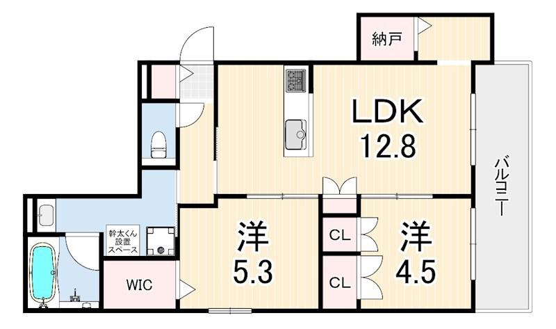 GRAND MASTER 武庫之荘(2SLDK/2階)の間取り写真