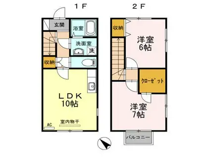 クレアール(2LDK/1階)の間取り写真