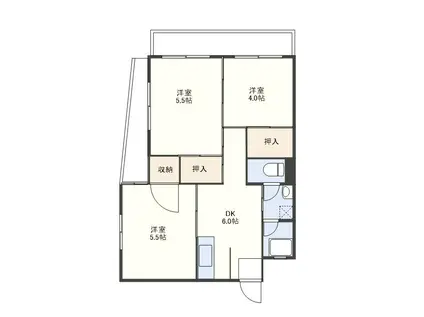 武ハイツ(3DK/4階)の間取り写真